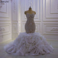 Jancember AM1210 Strapless Sweetheart Heavily Beaded Lace Ruffled Mermaid Wedding Dresses Gown