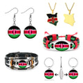 80 Model Kenya Country Flag Map Tie Clip Lapel Pin Ring Brooch Cuff Link Necklace Bracelet Earrings Key Chain Kenyan Jewelry Set