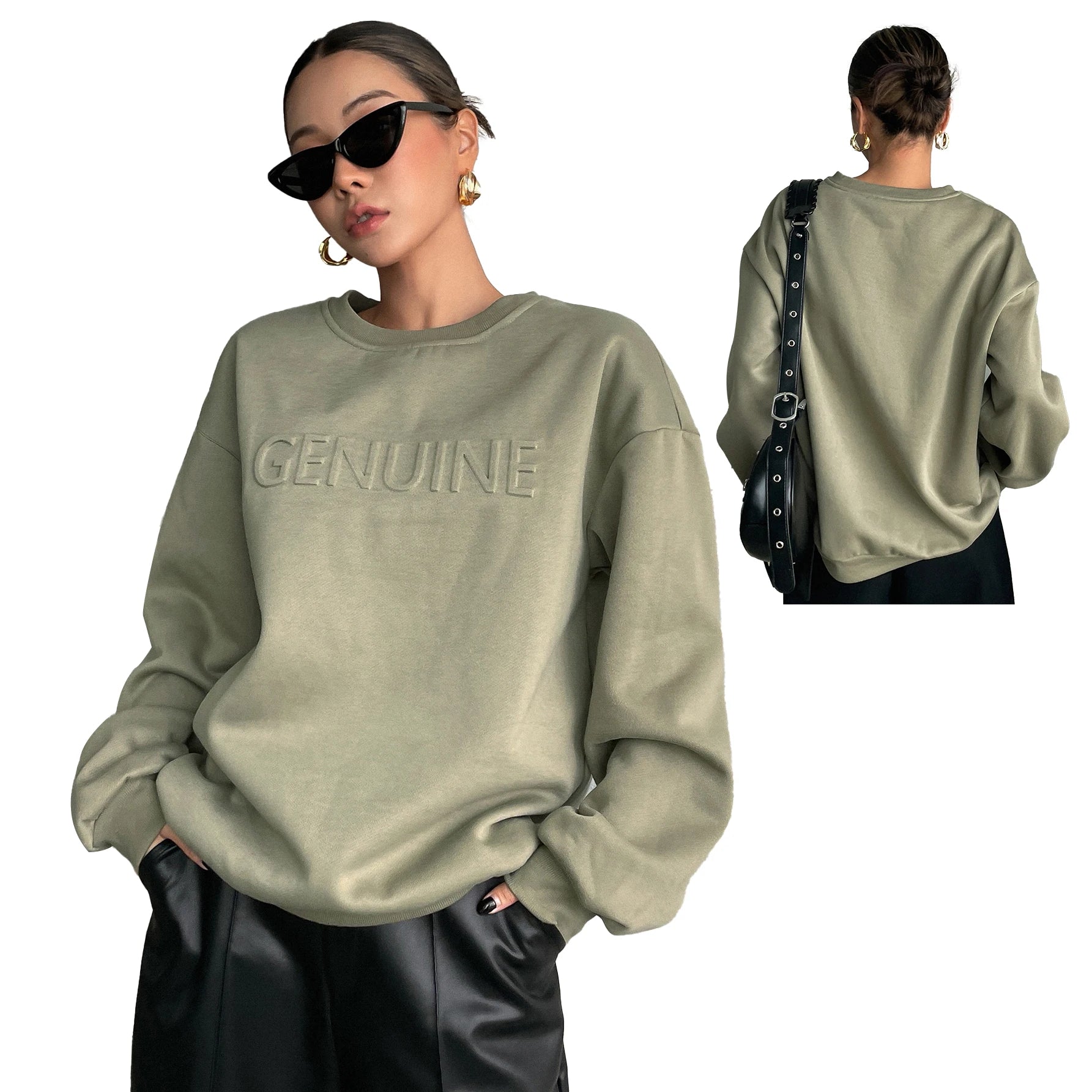 Wholesale Custom Logo Women's  Sweatshirts Streetwear Blank Crewneck Sweatshirt for Woman