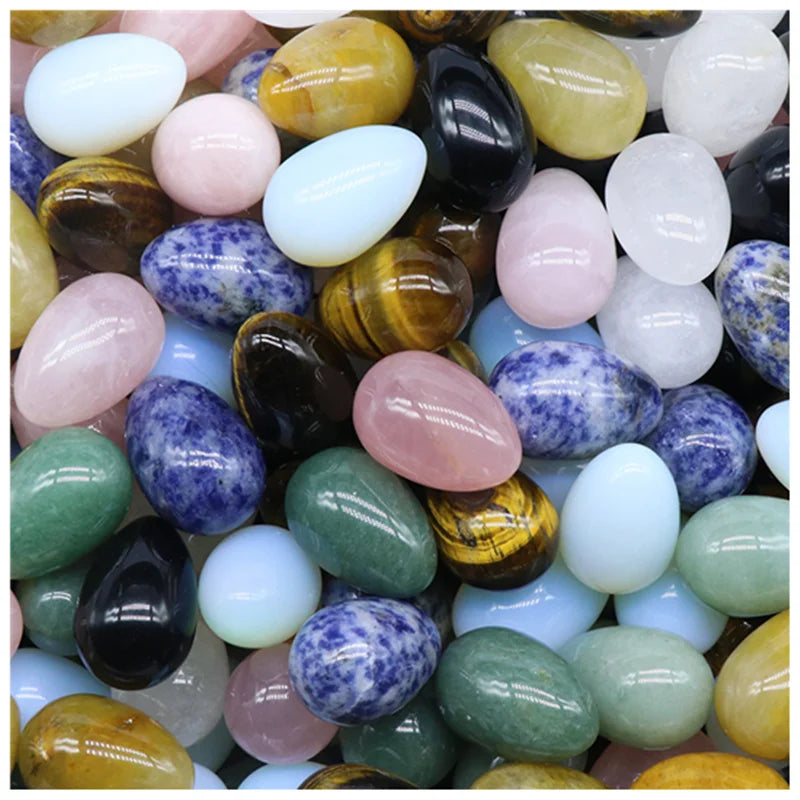 Mini Polished Stone Egg Figurines Natural Oval Cut Crystal Statues for Reiki & Meditation Chakra Home Decorative Crafts