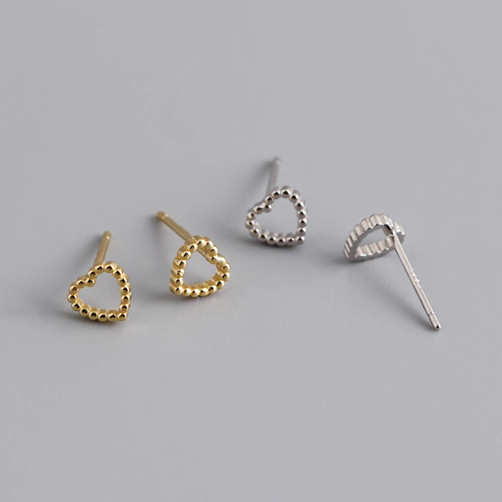 Wholesale Fashion Jewelry 925 Sterling Silver Plain Simple Heart-shaped Gold Plated Stud Earring Jewelry for Women