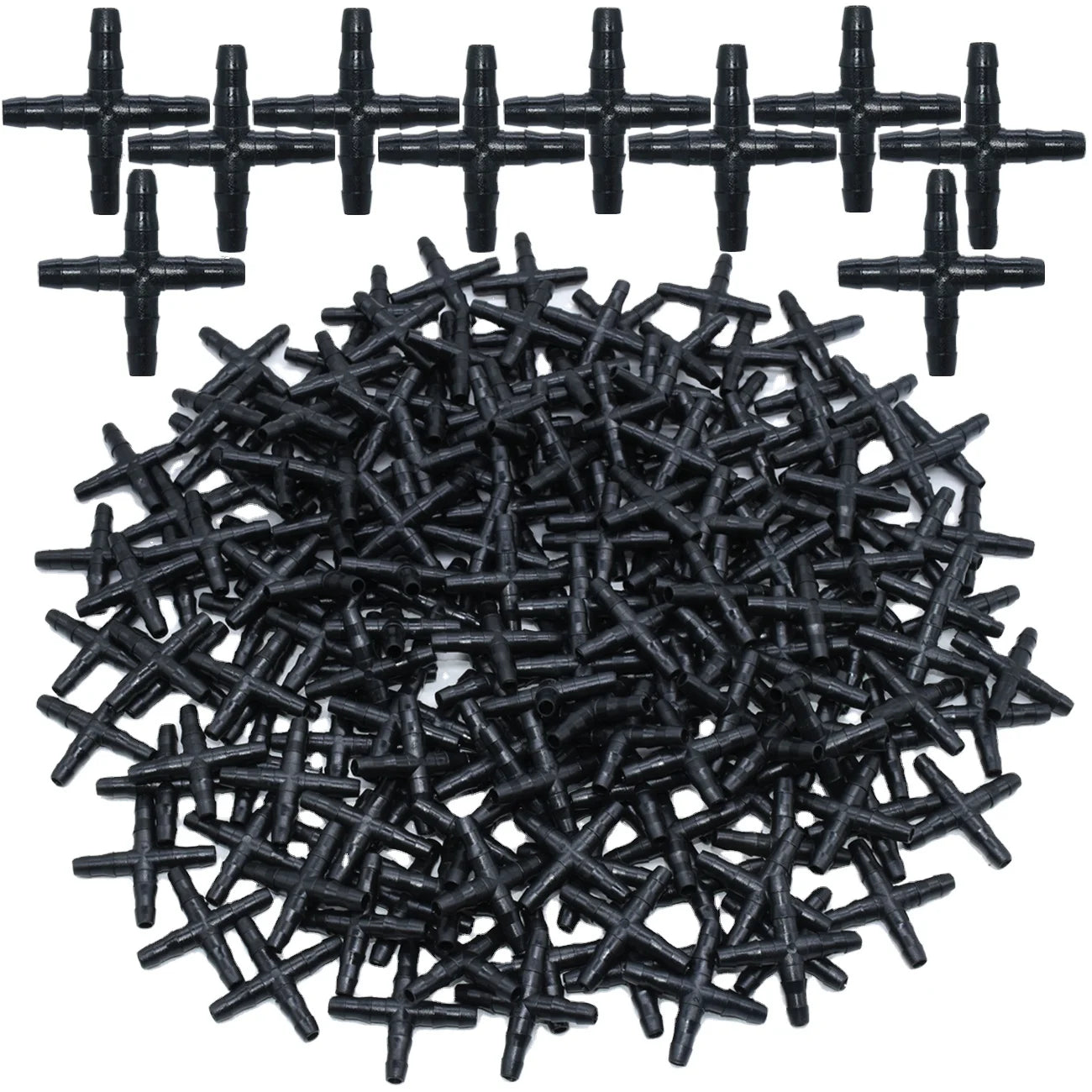 KESLA 1/4\" Plastic Micro Tubing Hose 4-Ways Barbed Adapter 4/7mm Drip Irrigation Cross Connecter 7mm Cross Joint Connectors