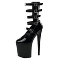Black Round Head Thin Heel Thick Bottom ultra High Heel Hollowed Out 20cm Steel Pipe Dance High Heel Boots