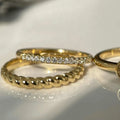 Ruyi Classic Lab Diamond Ring Women Stackable Real 14K Solid Gold Pave Diamond Half Eternity Thin Band Ring