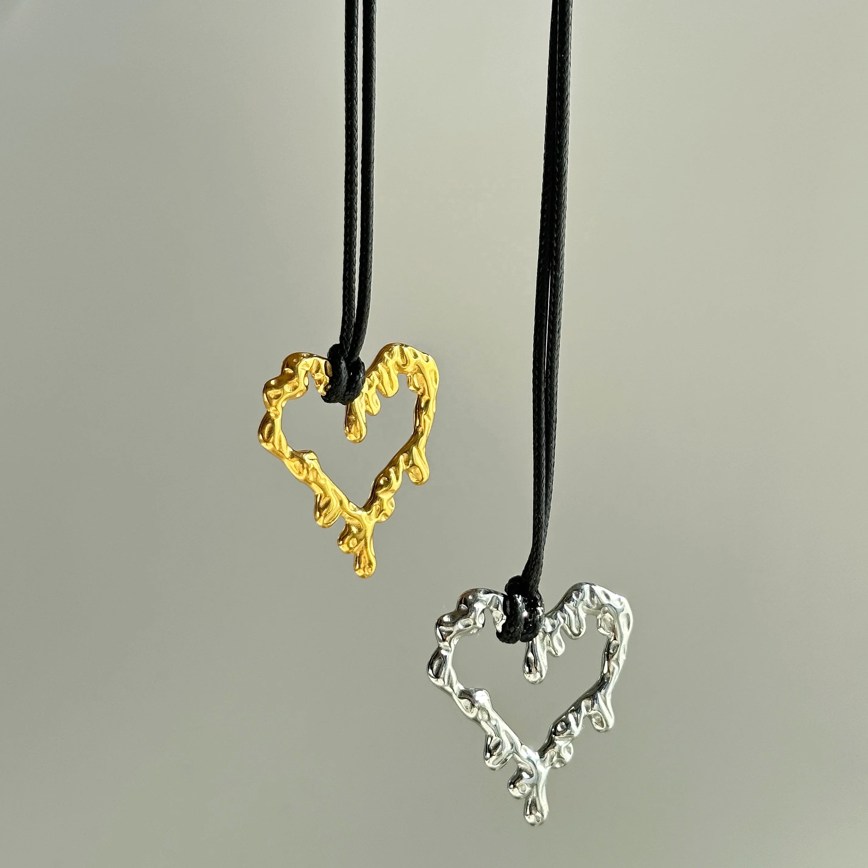 2023 Dazan New 18k Gold Plated Tarnish Free Stainless Steel Vintage Lava Love Black Leather Necklace Earrings Luxury Jewelry Set