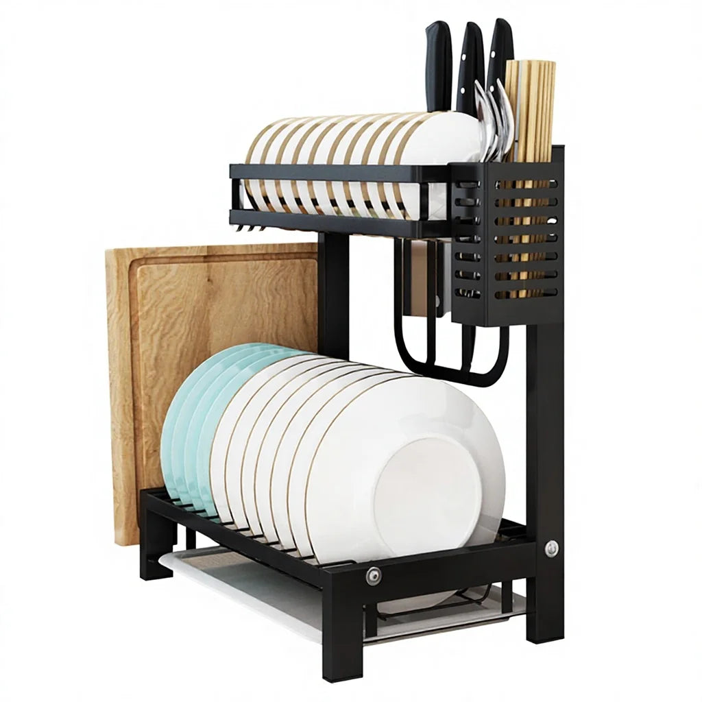 Stainless Steel Countertop Sink Drain Rack Dish Drying Rack Kitchen Tableware Storage
