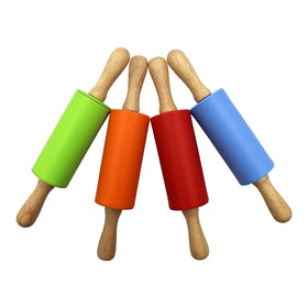 Durable Non-Stick Wooden Handle Silicone Rolling Pin Reusable Pastry Dough Flour Roller Kitchen Rolling Pins Pastry Boards