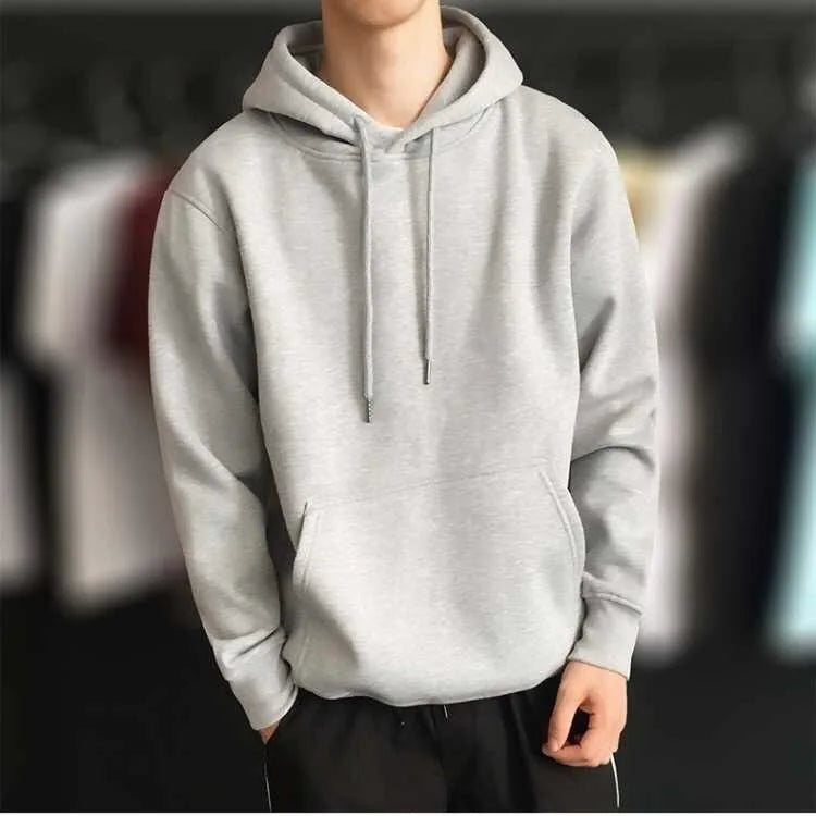 Men's New Autumn Winter Hooded Long Sleeve Sweater Sports Loose Solid Color Terry Fabric XL Anti-Wrinkle Wholesale Classic