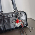 Cross Love Heart Bag Charm Accessories Braided Rope Bow Flower Purse Backpack Hanging Butterfly Dark Style Pendant Deco Keychain