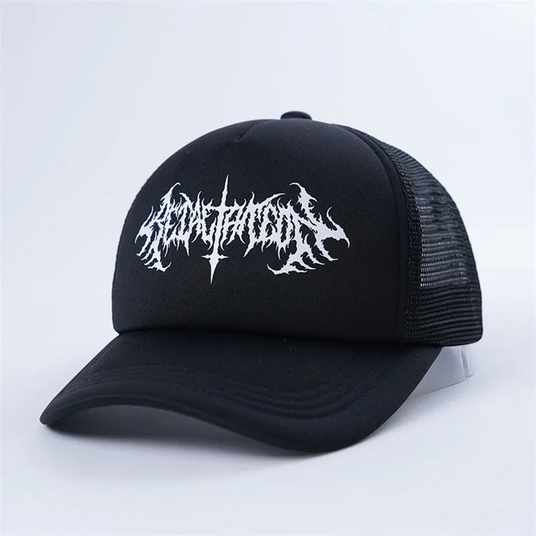 Foam Trucker Hats Printed Logo 5 Panel Snap Back Trucker CapFlat brim trucker hats mesh hat