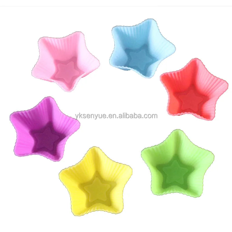 BPA Free 5cm Star Shape Silicone Mini Muffin Mold Silicone Cupcake Mold  Handmade Baking Mold
