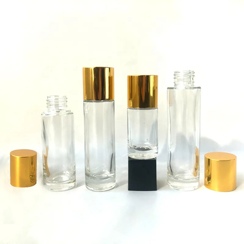 10ml 20ml 30ml 40ml Lotion Glass Bottle Gold Cap Clear Empty Toner Glass Bottle for Skincare Cosmetic Packaging