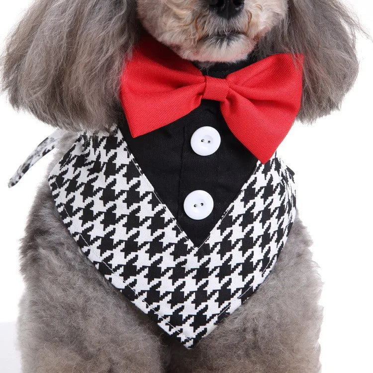 New Gentleman Pet Dress Suit Holiday Dog Bow Tie Bandanas Collar