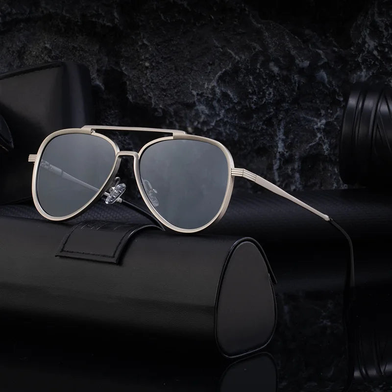 DOISYER Luxury Brand Men's Pilot Sunglasses Double Beam Frame UV400 Design Metal Material Sun Glasses Newest Shades