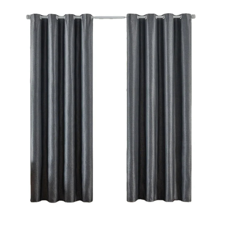 Modern Simple Design Rideau Window Drapes Solid Color Linen Blackout Fabric Curtain for Bedroom