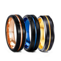 OAHLAN 6mm Customized Black Blue/Gold/Rose Gold Line Inlay Tungsten Carbide Rings for Men Women Wedding Band Fashion Jewelry