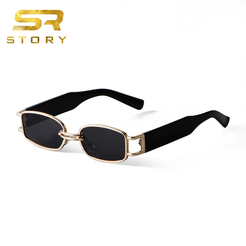 STORY T113 Retro Steampunk Rectangle Sunglasses Women Men 2021 Brand Design  Fashion Vintage Metal Frame Rectangular Sun Glasses
