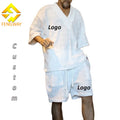 Fengway Custom Summer Two-Piece Set Breathable V Neck Knit Sweater Top and Short Sleeve Tee Casual Style Shorts Set  Men