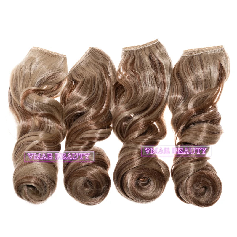 VMAE Highlight Curly Heat Resistant Hairpieces  Natural Black #12 #613 #60 #24 Flip Piece Synthetic Hair Extensions