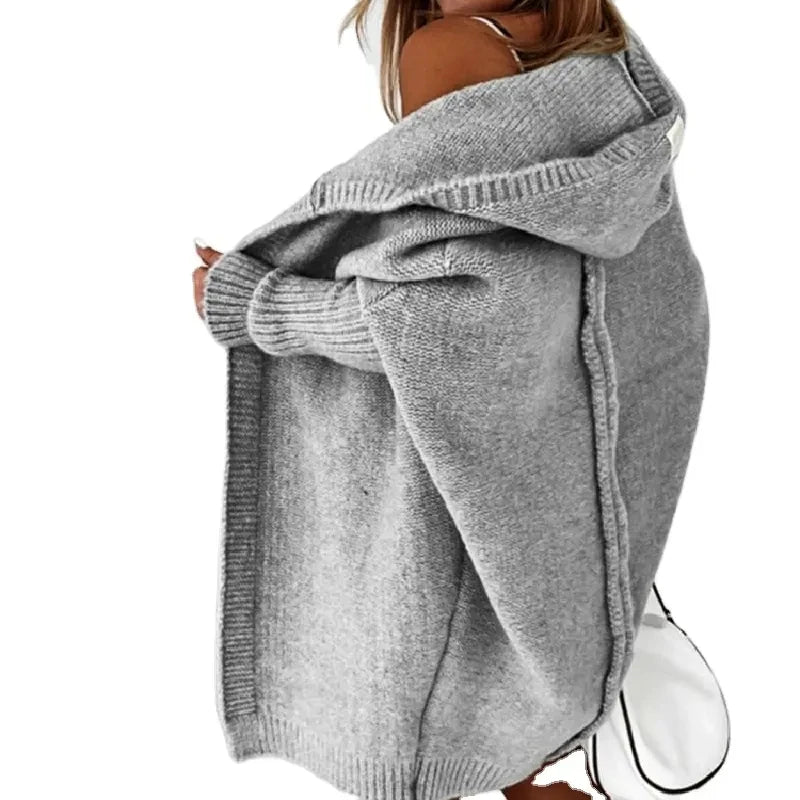 Women's Jacket Mid-length All-match Cardigan Women Korean Fashion Loose Batwing Sleeve Sweaters Autumn New Loose Hooded Sweater