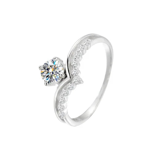 Fashion Jewelry Rings  Brilliant Cut Halo Diamond Moissanite Engagement Rings 925 Sterling Silver for Women