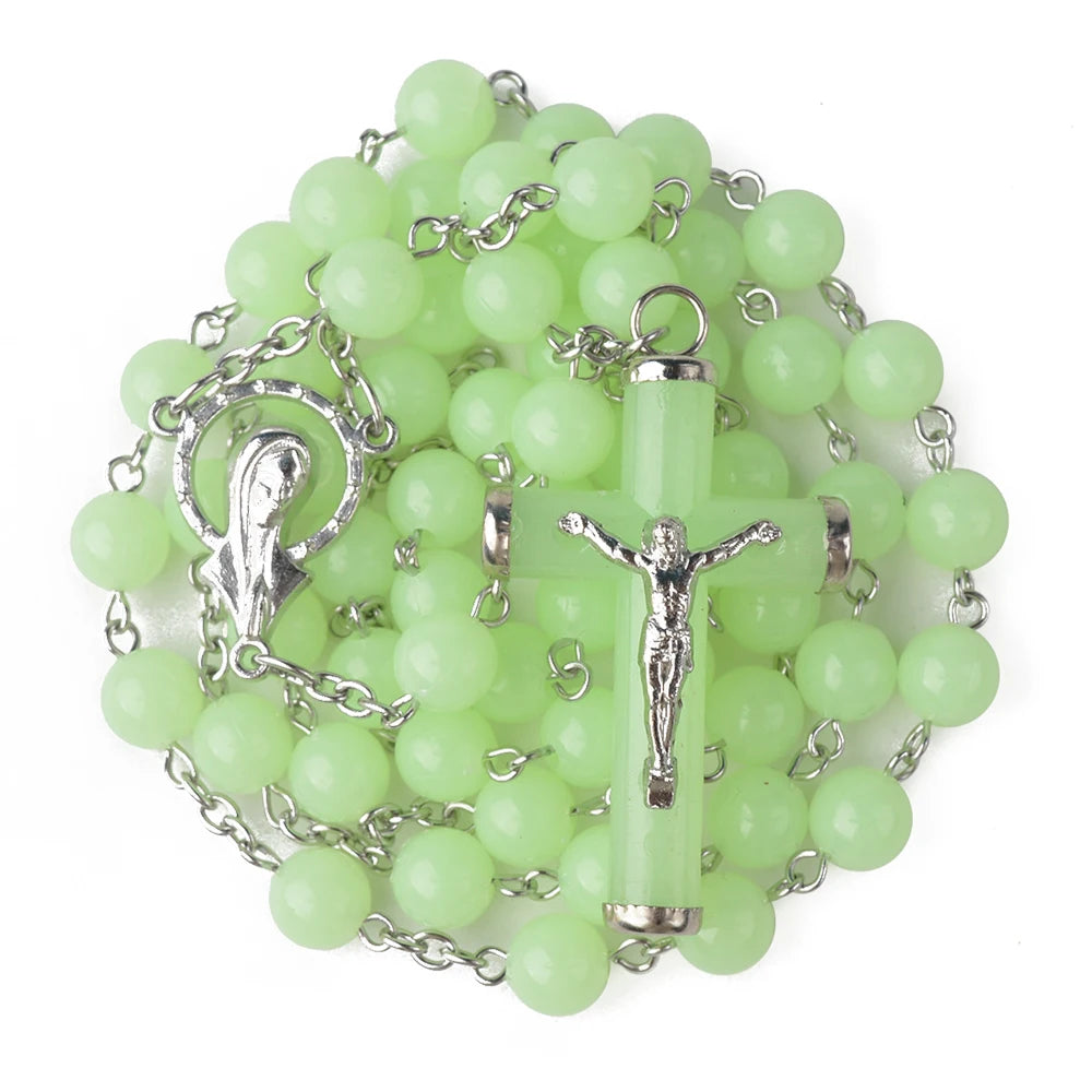 Luminous Beads Cross Rosary Glowing St Mary Catholic Rosaries