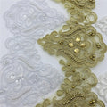 Hot Sale Beaded Embroidered Venise Floral Wedding Edging Bridal Lace Trim