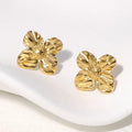 Retro Style Flower Star Gold Plated Stainless Steel Earrings Heart Geometric Design Hoop Waterproof Earrings for Women Jewelry