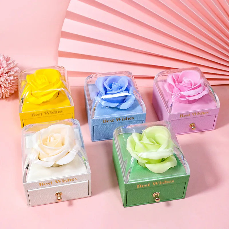 Creative Ring Necklace Earrings Jewelry Set  Box Macaron Jewelry Gift Box with Drawer Acrylic Portable Box with Handbag