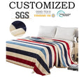 Flannel Polyester Striped Coral Summer Air Conditioning Office Siesta Throw Blanket Sofa Single Thin Quilt Travel