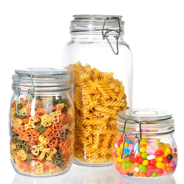 Wholesale Kitchen Household Food Storage & Container Clear Airtight Big Glass Jar With Glass Lid