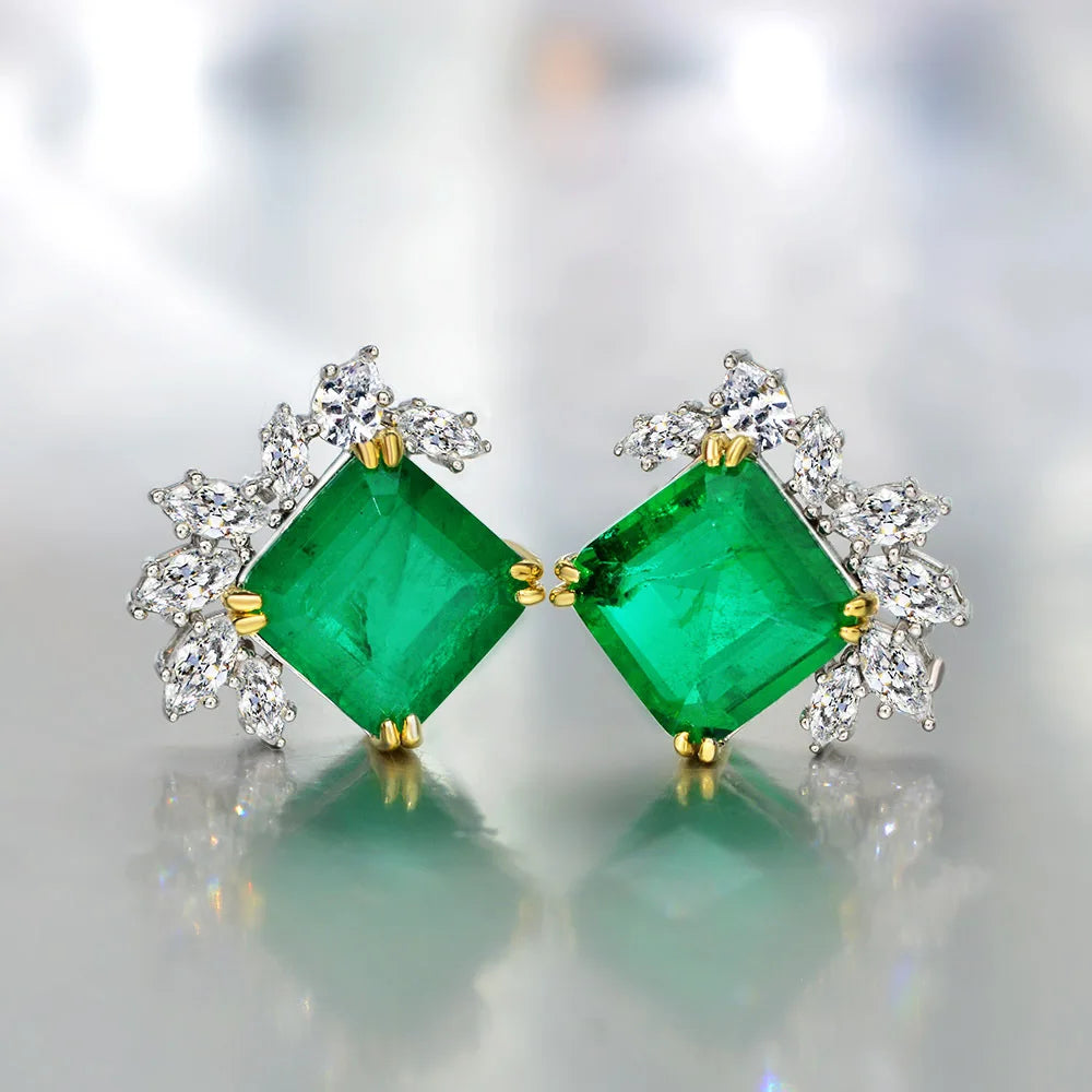Source manufacturer 2022 new hot accessories retro emerald emerald sterling silver earrings