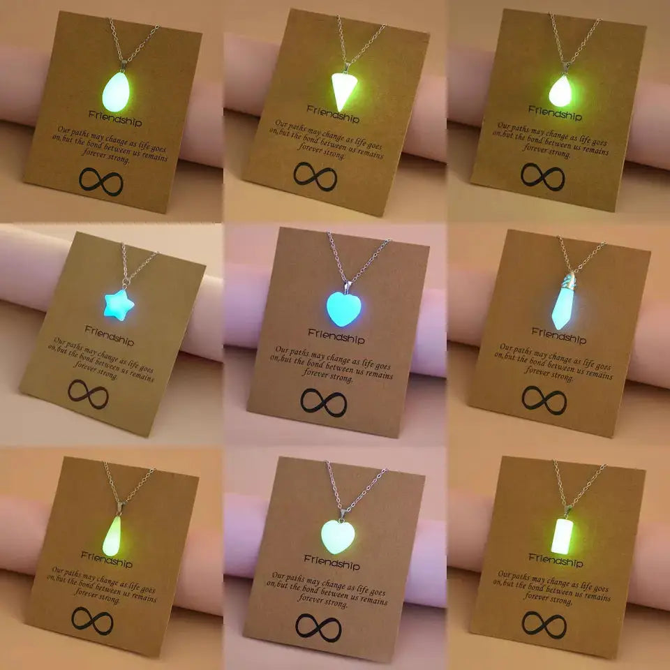 Hot Sale Luminous Arrow Water Drop Love Cross Hollow Pendant Necklace Female Moonstone Necklace