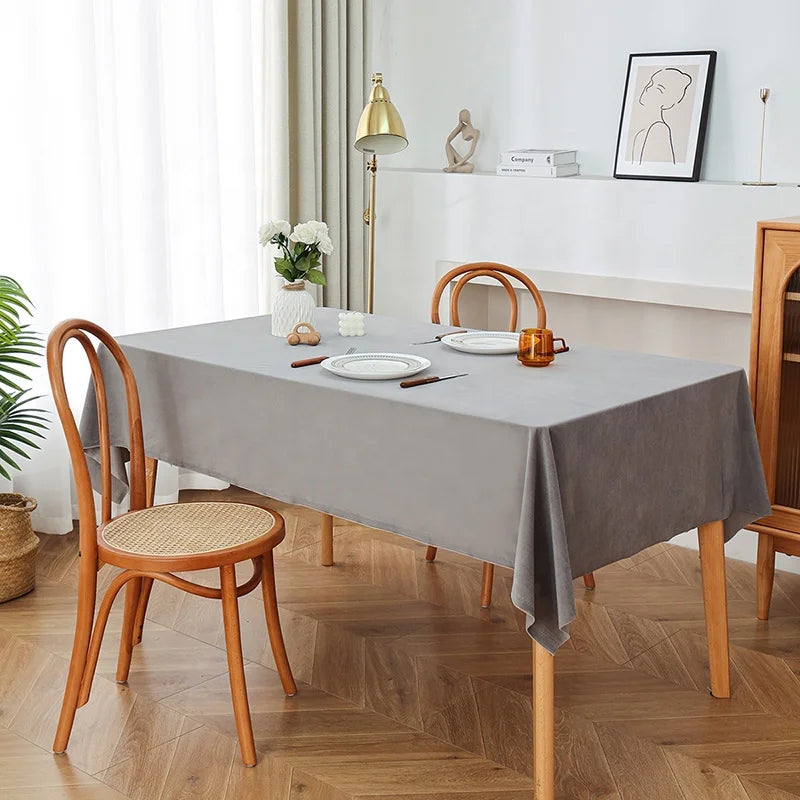 Dark Gray Plain Tablecloth Rectangle Square Round Woven Custom Table Cloth Restaurant Hotel Custom Dining Table Cover