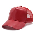 Ready to Ship 3D Embroidery logo Custom Leather Trucker Hat Summer Mesh Base Ball Hat Cap Snapback Hats