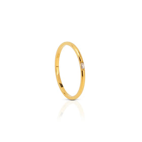 Chris April 316L Stainless Steel PVD Gold Plated Thin Pinky Rings Emerald Cut Zirconia Ring