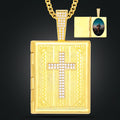 New Design Opened Custom Hiphop Picture Pendant Cross 18K Gold Plated Iced Out Lab Diamond 3D Photo Frame Pendant Necklace