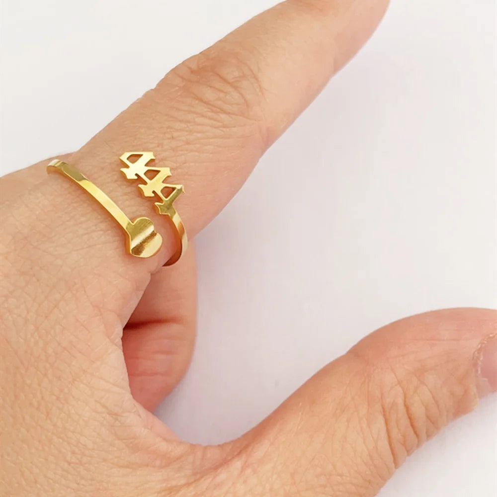 Angel Number Ring Stainless Steel Rings Jewelry for Finger