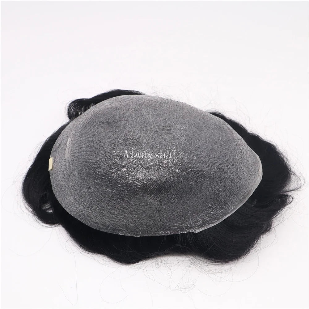 V Loop NG Super Thin Skin Indian Hair Mens Wigs Human Hair 90% Density 64 Colors Available