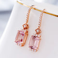 Natural Pink Morganite White Diamond Women Jewelry Solid 18k Gold Drop Earrings for Women