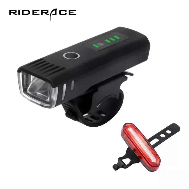 RIDERACE Bicycle Front Light Set Smart Induction USB Rechargeable Rear Light LED Flashlight Lamp MTB Cycling Headlight for Bike