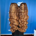Wholesale Virgin Brazilian Hair High Density 13x4 Body Wave Highlight Colored Wigs Human Hair Transparent Lace Front Wig