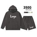 Cotton Blank Design Unisex Plain Hoodies 2 Piece Jogger Shorts Sets Mens Custom Tracksuits for Men