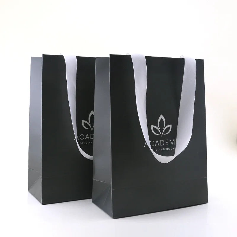 Wholesale Custom Logo Black Shopping Paper Bag Mini Size Retail Gift Bag for Boutique Clothing & Promotional Packaging