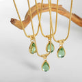 2023 Fashion New Stainless Steel 18k Gold Texture Light Luxury Vintage Blue Water Drop Pendant Necklace