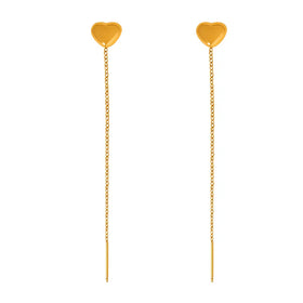 New Simple Graceful and Petite All-Matching Love Heart Dangle Earrings Girls Heart-Shaped Tassel Chain Earrings 18k Gold Jewelry