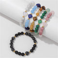 Healing Crystal Heart Women Bracelet Anxiety Stress Protection Tiger Eye Heart Charm Stone Bead Bracelet for Valentine's Day