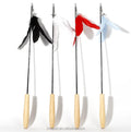 Interactive Pet Toy Small Retractable Cat Teaser Stick with Wood Handle Made of Plastic Paper Sisal Material for Play