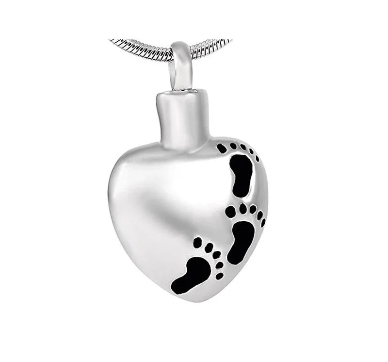 2024 Wholesale Stainless Steel Pet Cremation Jewelry Dog Paw Prints Pendant Urn Heart Ashes Necklace