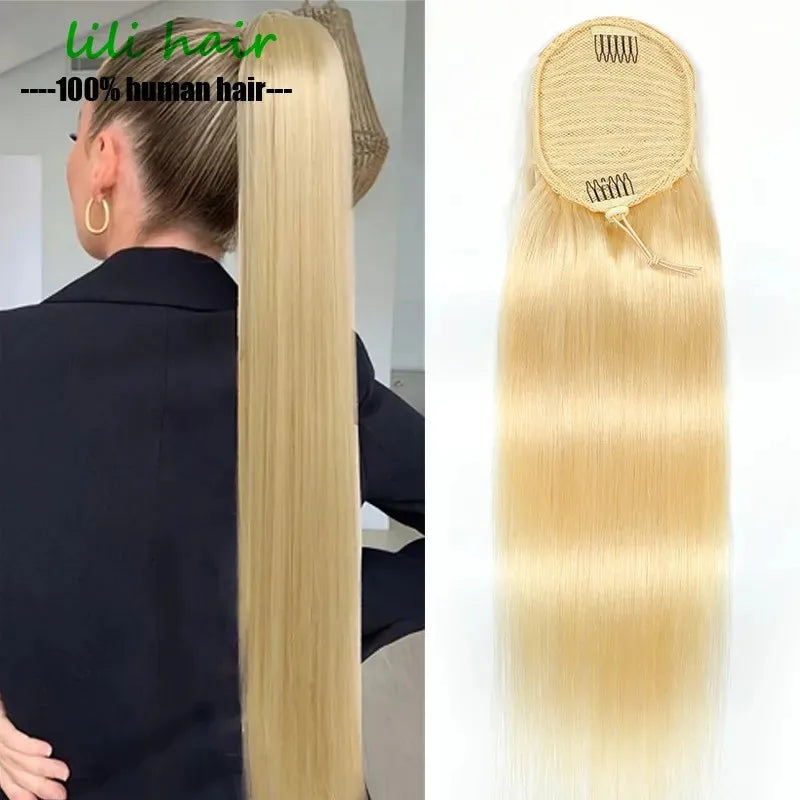 Ready to Ship Indian Hair Wrap Around Ponytail Clip with Water Wave Deep Wave & Yaki Styles Straight Options for Women MegaBDM